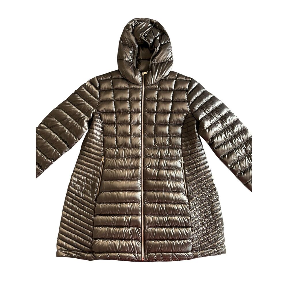 Calvin Klein Lightweight Packable Down Jacket Coat Women's Taupe Brown Coffee 1X - Picture 3 of 11